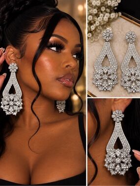 Fashion Jewelry Silver Crystal Drop Earrings